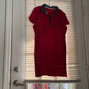 Womens red dress with collar
